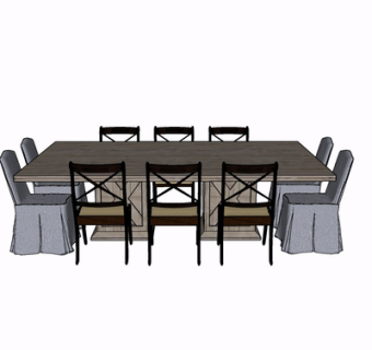 现代实木餐桌椅su模型