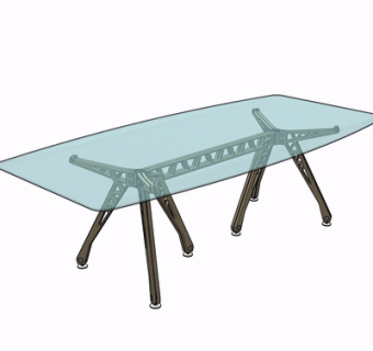 现代玻璃餐桌su模型