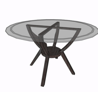 现代玻璃边几su模型