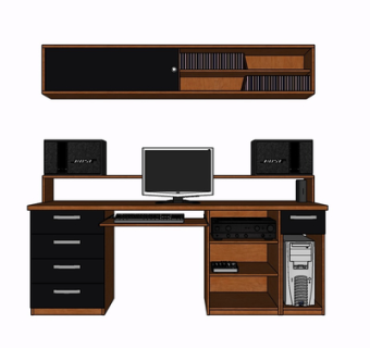 现代实木书桌su模型