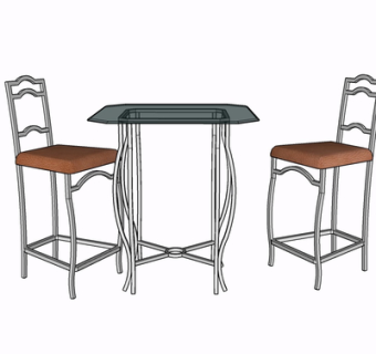 现代金属休闲桌椅su模型