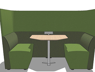 现代布艺卡位餐桌椅su模型
