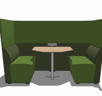 现代布艺卡位餐桌椅su模型