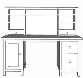 现代实木书桌su模型