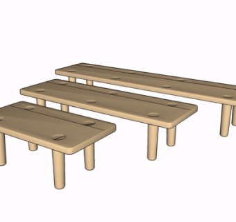 现代实木长凳su模型