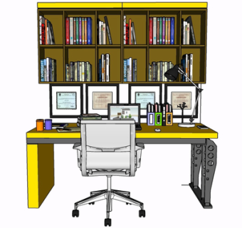 现代书桌椅su模型