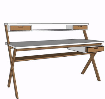 现代实木书桌su模型