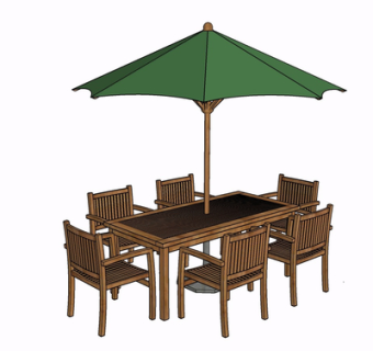 现代实木餐桌椅su模型