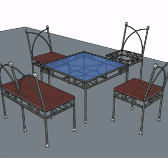 欧式金属休闲桌椅su模型