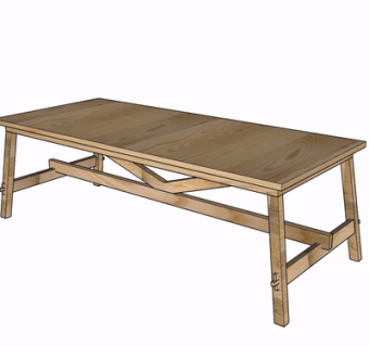 现代实木餐桌su模型