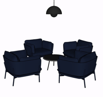 现代布艺休闲沙发su模型