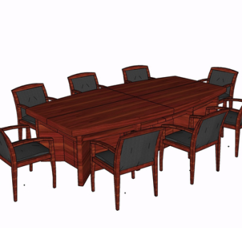 现代实木餐桌椅su模型