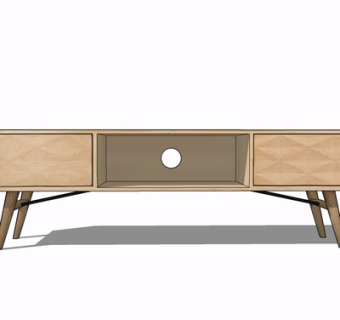 北欧实木电视柜su模型