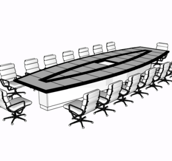 现代会议桌椅su模型