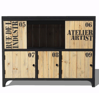 工业风实木边柜su模型