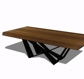 现代实木书桌su模型