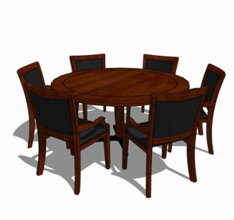 现代实木餐桌椅su模型
