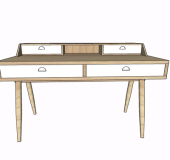 北欧实木书桌su模型