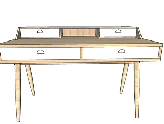 北欧实木书桌su模型