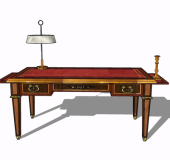 美式实木书桌su模型