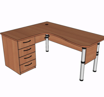 现代实木书桌su模型