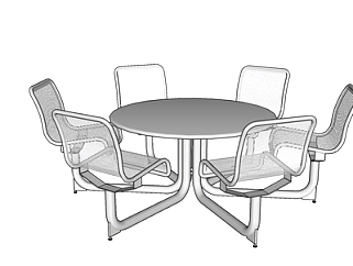 现代金属餐桌椅su模型