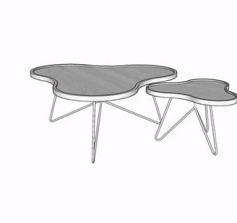 现代金属组合茶几su模型