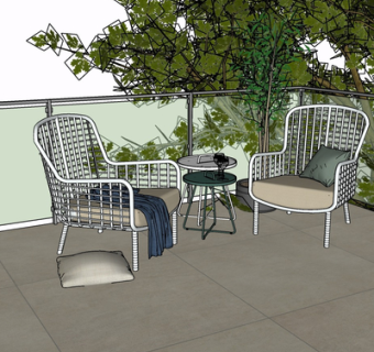 现代金属休闲桌椅su模型