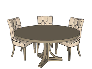 现代实木餐桌椅su模型