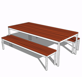 现代实木餐桌椅su模型