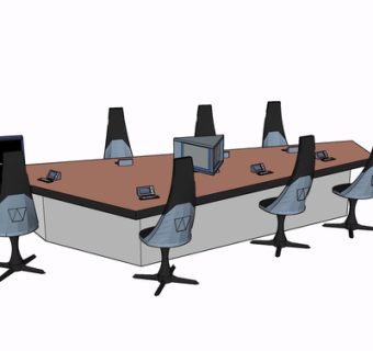 现代实木会议桌椅su模型