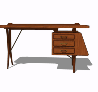 现代实木书桌su模型