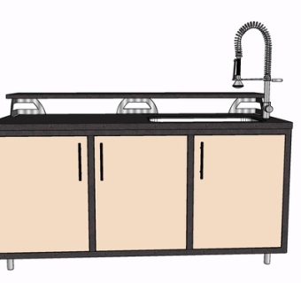 现代实木橱柜su模型