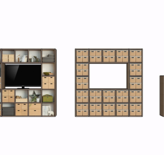 现代实木电视柜su模型