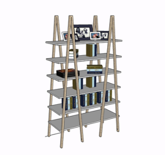 现代实木货架su模型