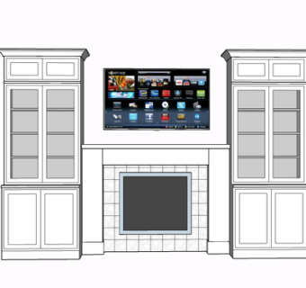 现代实木电视柜su模型