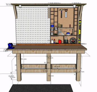 现代实木工作台su模型