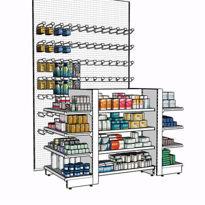 现代超市货架su模型