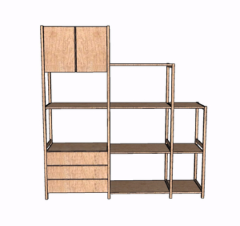 现代实木装饰架su模型