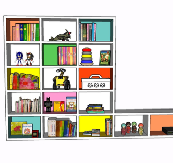 现代实木装饰架su模型