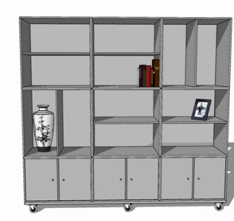 现代实木装饰柜su模型