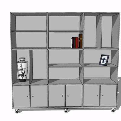 现代实木装饰柜su模型