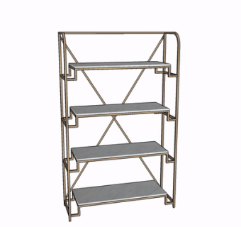 现代实木装饰架su模型