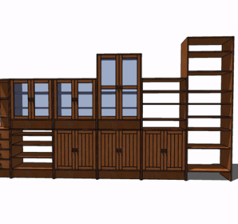 现代实木装饰柜su模型