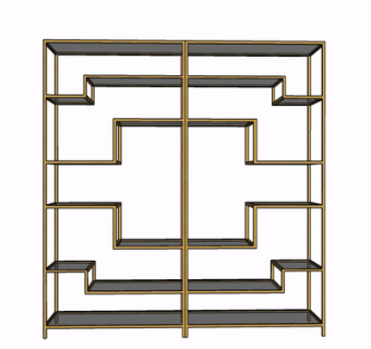 现代实木装饰架su模型