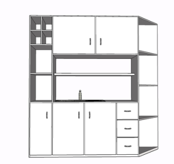 现代实木装饰柜su模型