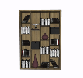 现代实木装饰柜su模型