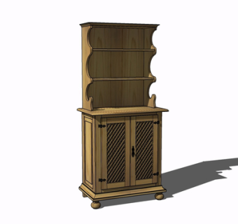 现代实木装饰柜su模型