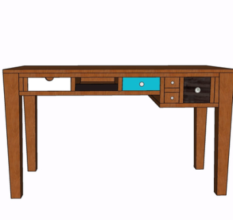 现代实木书桌su模型