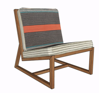 现代实木休闲椅su模型